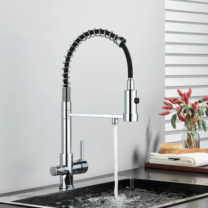 Grifo de filtro de agua de doble salida Decorbites™ para agua potable pura con función de rotación