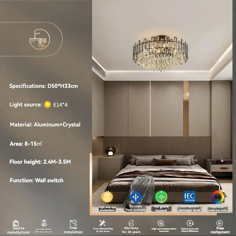 Gold Crystal LED Chandelier Round100cm Radiant