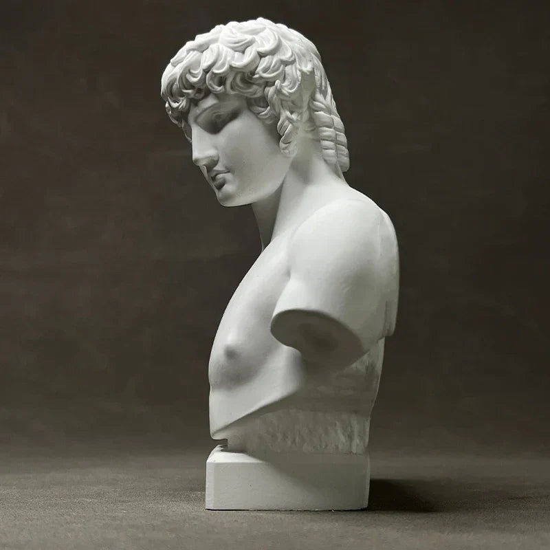 DecorBites™ Antinous Retro Plaster Sculpture - European Inspired Room Figurine