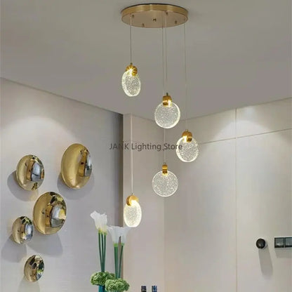 DecorBites™ Bubble Crystal Ceiling Pendant Light, LED Villa Staircase Hanging Lamps