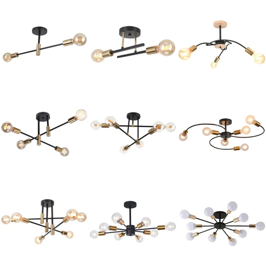 DecorBites™ Iron Wrought Chandelier LED Ceiling Light Fixture Modern Vintage Decor Lighting
