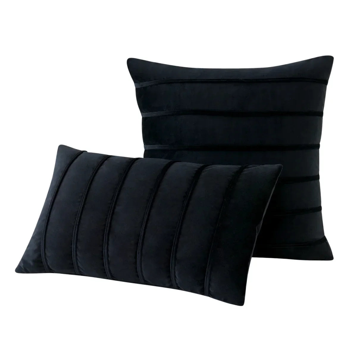 DecorBites™ Blue Velvet Stripe Pillow Covers - 2Pcs Luxury Soft Cushion Cases for Couch
