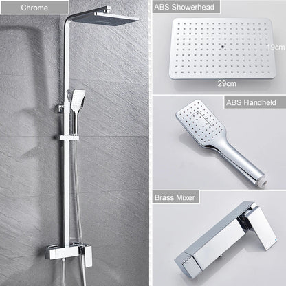 DecorBites™ Black Brass Shower Faucet with 8" Rainfall Shower Head and Tub Spout