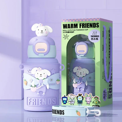 DecorBites™ Cartoon Animals Insulated Stainless Steel Mug with Silicone Sleeve