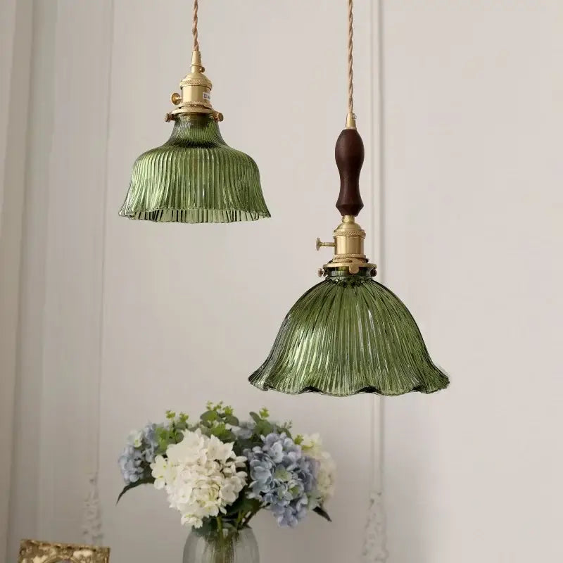 DecorBites™ Nordic LED Pendant Light Green Glass Hanging Fixture