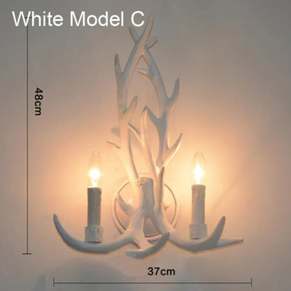 DecorBites™ Deer Horn Resin Wall Lamp with Warm White LED Light