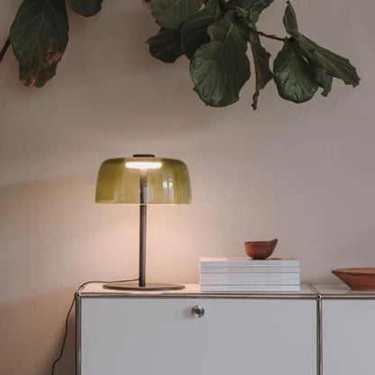 DecorBites™ Green Glass Table Lamp - Unique Handmade Decorative Desk Light with LED Bulb