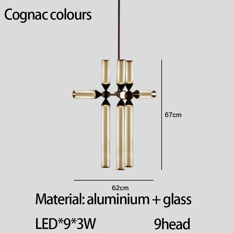 DecorBites™ Glass Tube Chandelier: Modern LED Pendant Lamp for Living Room, Bedroom, Cafe, and Dining Room.