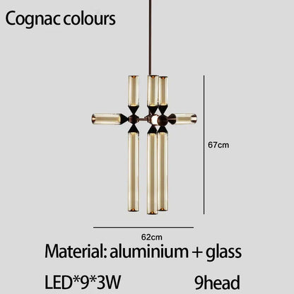 DecorBites™ Glass Tube Chandelier: Modern LED Pendant Lamp for Living Room, Bedroom, Cafe, and Dining Room.