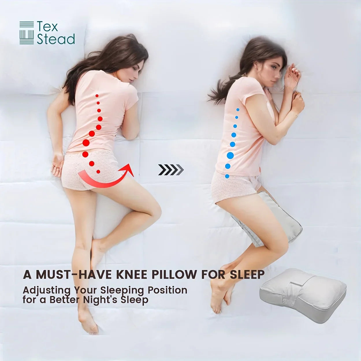 Decobites Orthopedic Leg Pillow for Side & Back Sleepers