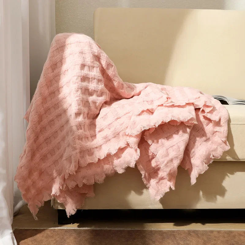 Waffle Knit Blanket Throw