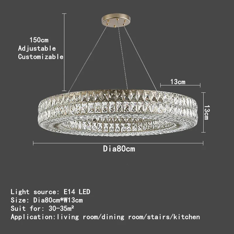 Lámpara de araña colgante circular de cristal DecorBites™ - Iluminación de lujo para decoración de interiores