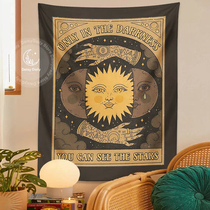 Decobites Star Tarot Tapestry Wall Hanging Witchcraft Divination Moon Sun Stars Dorm Decor