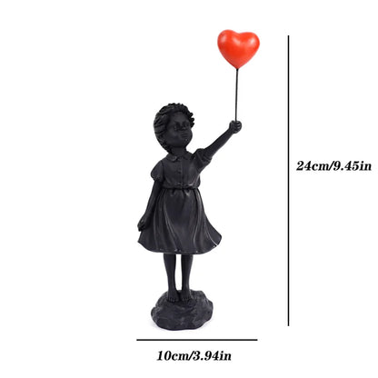 DecorBites™ Flying Love Balloon Girl Sculpture: Abstract Modern Home Office Decor & Gift