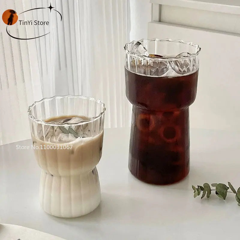 Vaso de vidrio con rayas resistente al calor Decorbites™ para utensilios de bebida en el hogar y la oficina