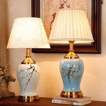 DecorBites™ Chinese Ceramic Table Lamp for Living Room, Bedroom, and Study Room