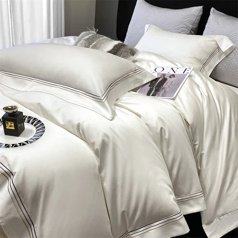 Decobites Luxury Pearl White 1000TC Egyptian Cotton Bedding Set