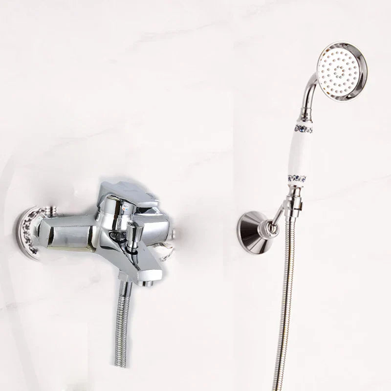 DecorBites™ Antique Brass Hand Held Shower Head Kit for Wall Mounted Bathtub - YT-5340-B