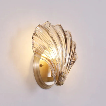 DecorBites™ Glass Shell Led Wall Lamp: Modern Hall Sconce with Creative Lighting for Bedroom, Kitchen.