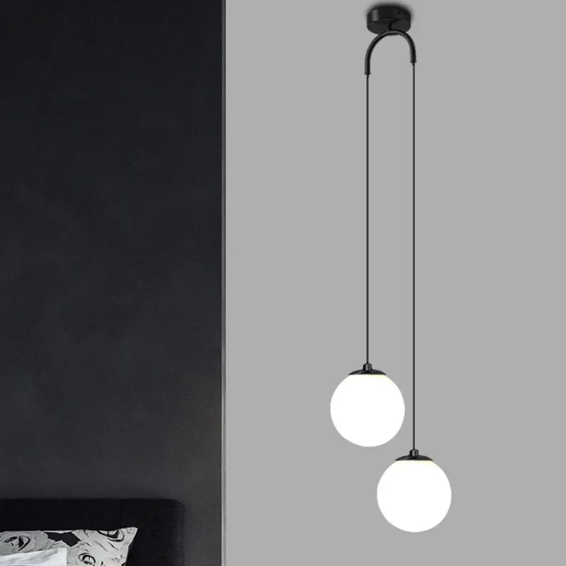 DecorBites™ Double Glass Ball Pendant Light Fixture for Bedroom Ceiling Lighting
