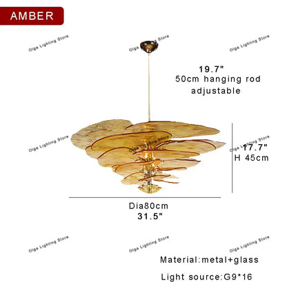 Decorbites™ Grüne Blatt Glas Deckenleuchter - Elegante Vintage-Lüster für Wohnzimmer- und Esszimmer-Dekoration