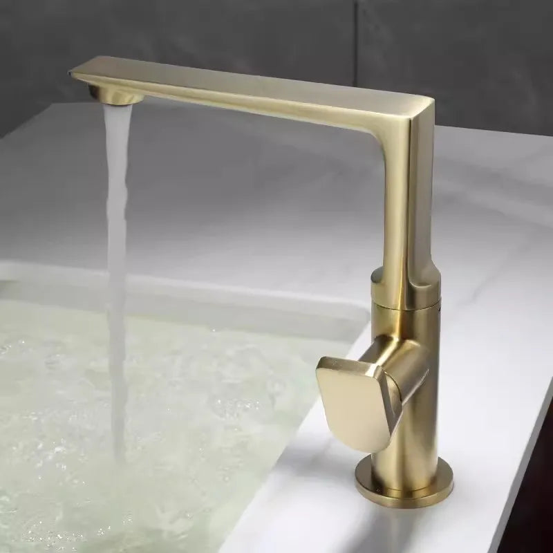 Decorbites™ Gold Messing Badezimmer-Waschbeckenarmatur, Einhebel-Hot & Cold-Mischbatterie