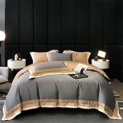 طقم أغطية سرير فندقي فاخر من ديكوربايتس™ مصنوع من القطن المصري 1000TC - مقاس كوين/كينج