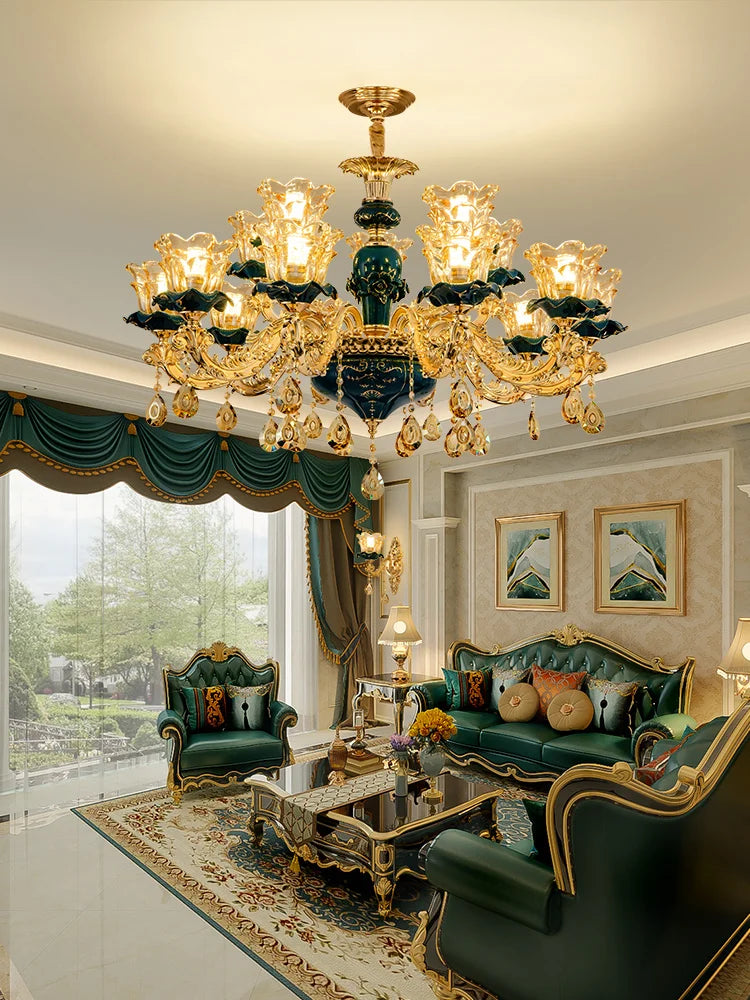 Decorbites™ Dunkelblaues Kristall-Lüster, Vintage-Stil Deckenleuchte für Wohnzimmer, Schlafzimmer, Villa