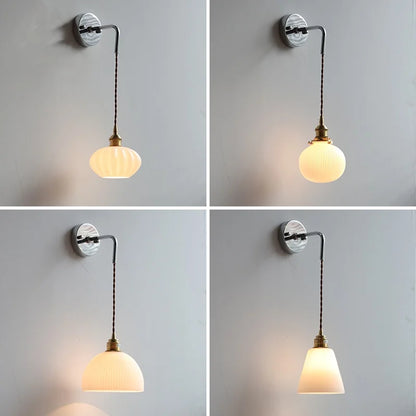 DecorBites™ Ceramic LED Wall Lamp with Pull Chain Switch, Adjustable Stair Light Sconce