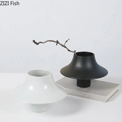 DecorBites™ Ceramic Vase: Elegant Flower Arrangement for Desktop Decor Aesthetic