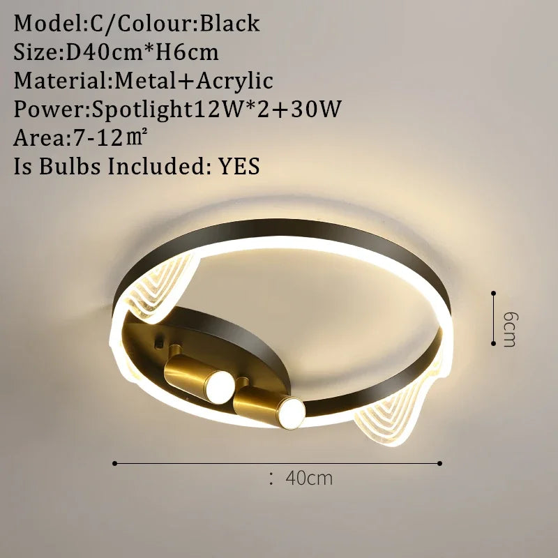Luces de Techo LED Oro Decorbites™ con Control Remoto Regulable para Iluminación de Sala de Estar y Cocina