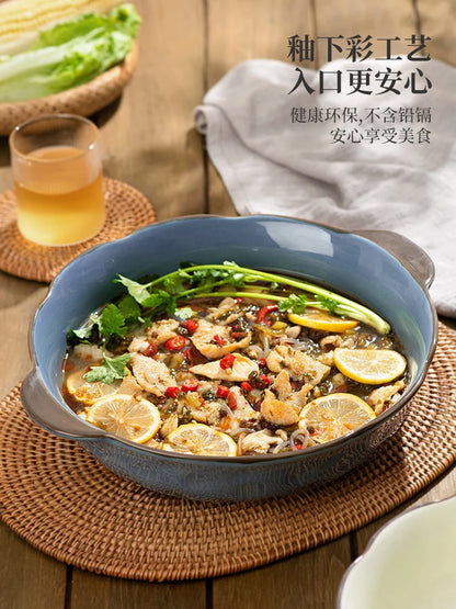 DecorBites™ Large Ceramic Fish Bowl for Noodles and Soup