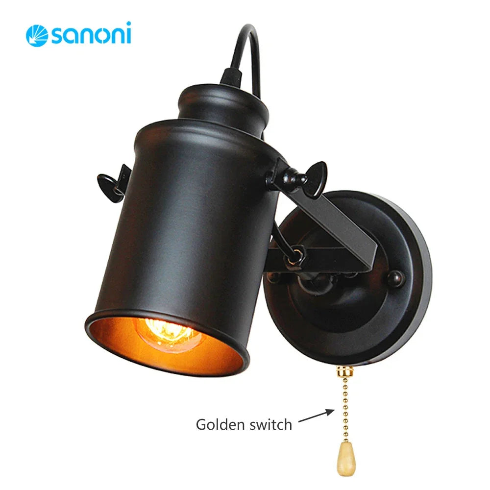 Decorbites™ LED Vintage Wandlampe - Industrielle Loft-Stil Leuchte mit Ketten-Schalter