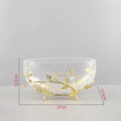 DecorBites™ Golden Branches Glass Bowl Set for Home Kitchen Desserts and Snacks