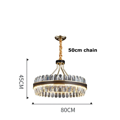 DecorBites™ Black Gold Round LED Crystal Chandelier for Living Room - Modern Suspension Luminaire