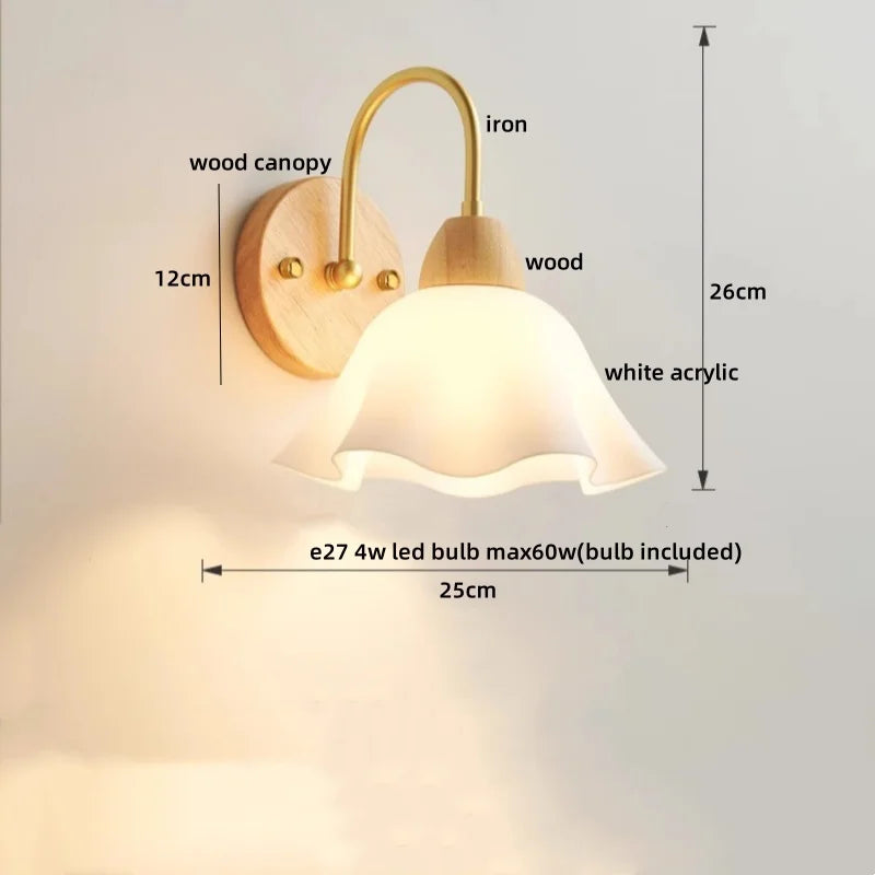Luces de pared LED de vidrio y madera Decorbites™ Decoración para dormitorio, sala de estar, café, espejo, lámpara de mesita de noche