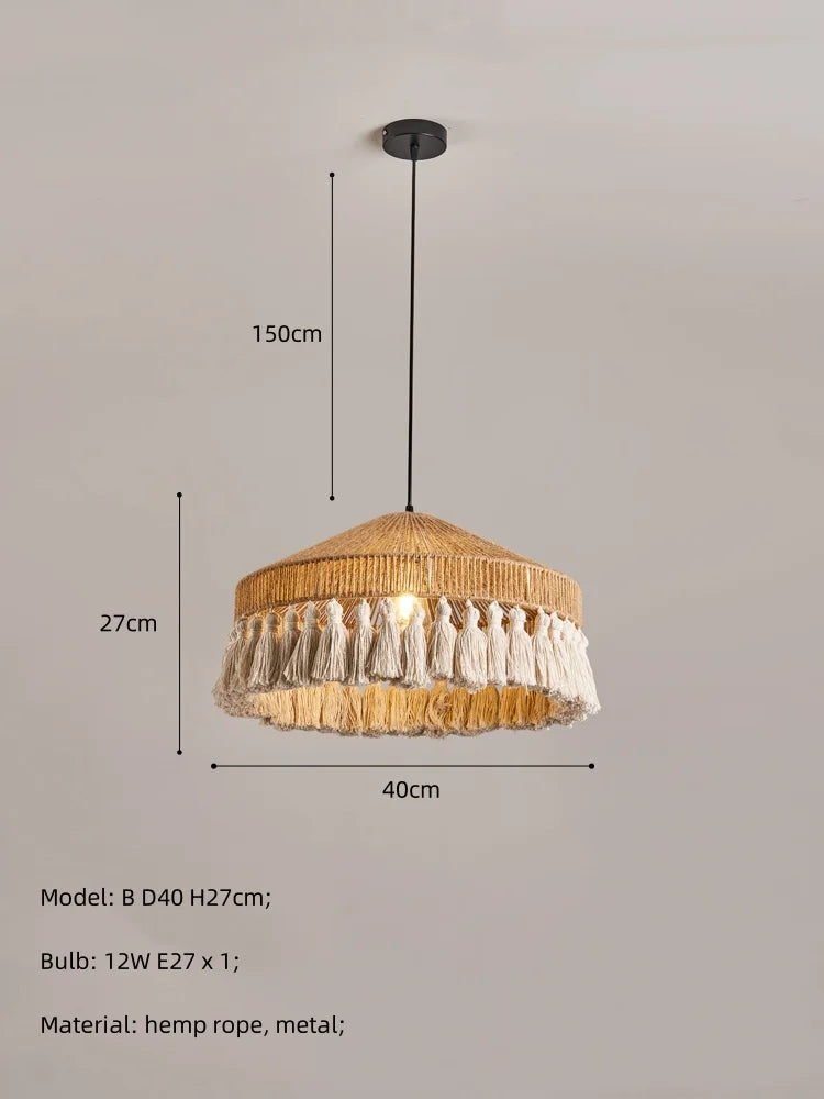 DecorBites™ Hemp Rope E27 LED Pendant Lights Chandelier Lighting - Nordic Minimalism