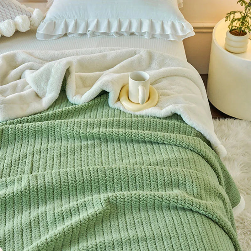 Manta DecorBites™ de piel sintética de conejo, suave y esponjosa, ideal para cama individual. Manta cálida y antiestática.