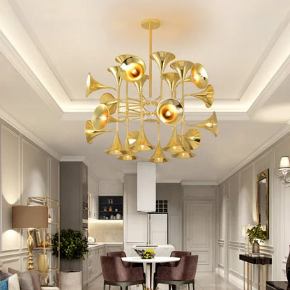 DecorBites™ Gold Flared Trumpet Chandelier for Kitchen, Hall, Study, Drawing Room