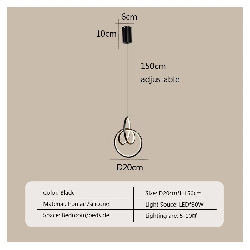 DecorBites™ LED Bedside Pendant Light Modern Decor Chandelier for Bedroom Living Room