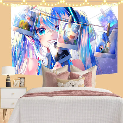 DecorBites™ Kawaii Anime Girl Wall Tapestry for Cute Bedroom Decor