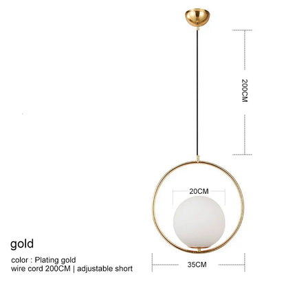 Lámpara colgante de bola de cristal DecorBites™: Elegante lámpara de comedor, acabado dorado