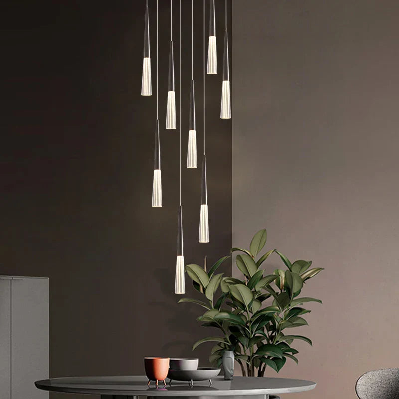 DecorBites™ مصباح مخروطي أكريليك معلق لسلالم الفيلا والمطبخ والمطعم.