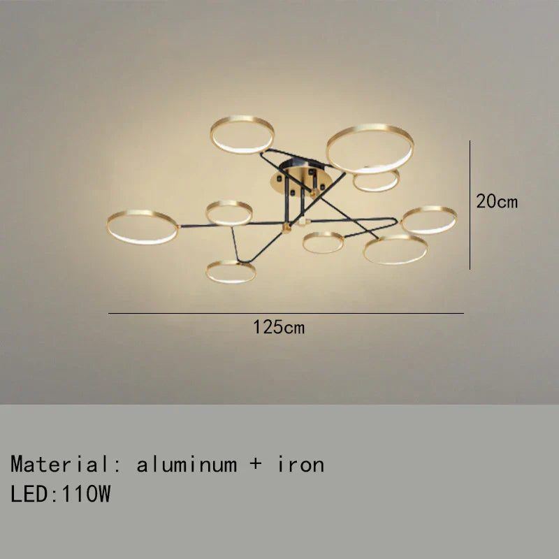 Decorbites™ Gold Schwarz Metall LED Kronleuchter – Minimalistisches 3-Farbtemperatur-Beleuchtung für Wohnzimmer und Restaurant