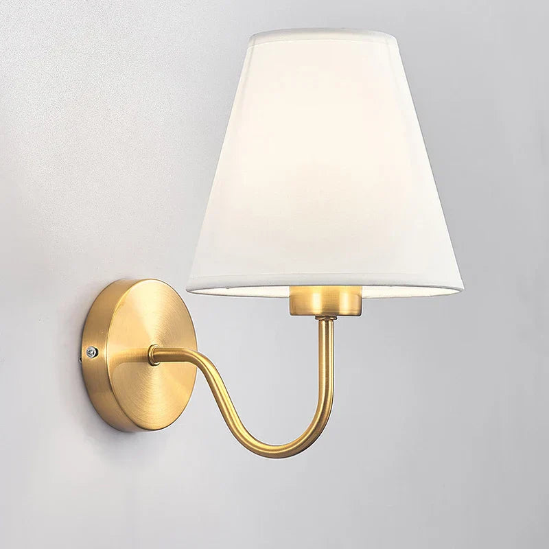 Gold Fabric Wall Lamp Vintage-Inspired Linen
