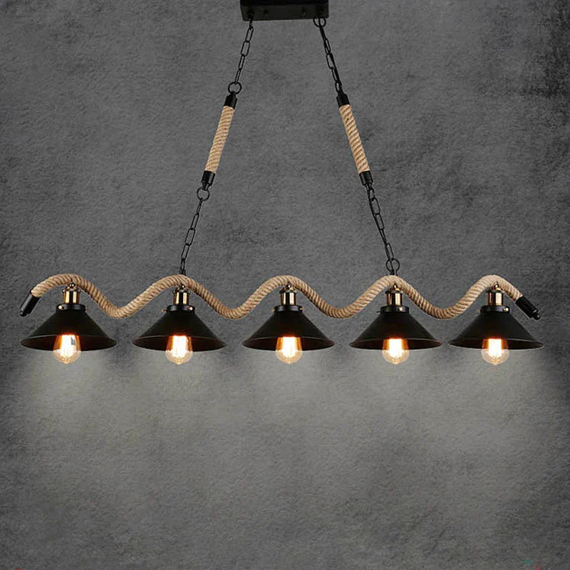 DecorBites™ Industrial Hemp Rope Pendant Light Chandelier LED for Home Restaurant Kitchen