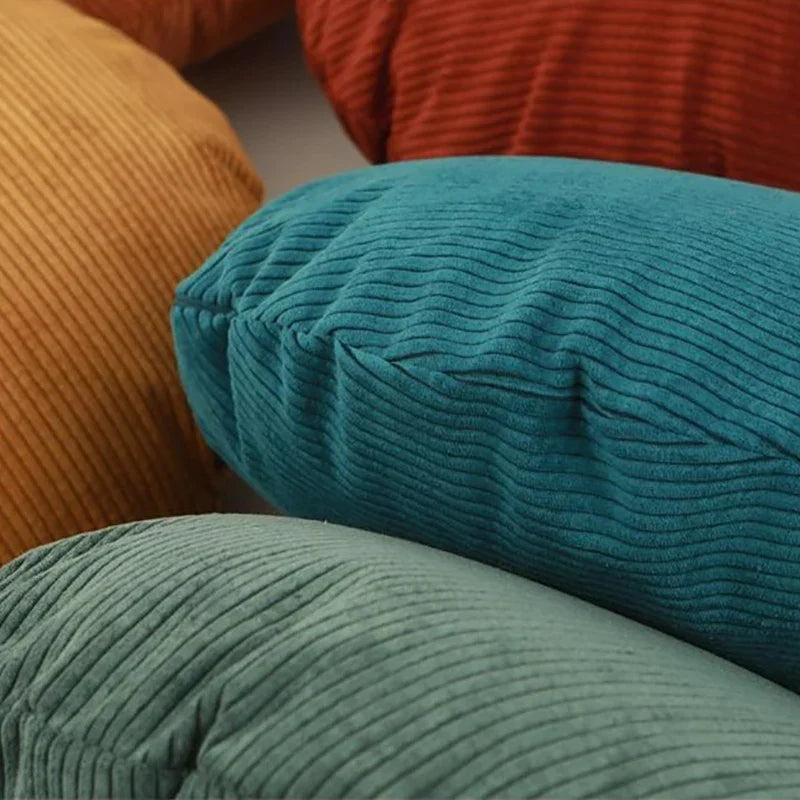 Decorbites™ Kordstoff-Rund-Kissenbezug 60x60 cm - Einfarbiges Streifenmuster für Sofa