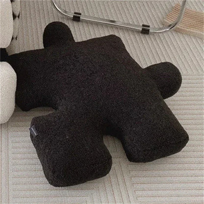 Decobites Teddy Velvet Jigsaw Seat Cushion - Plush Home Decor Throw Pillow