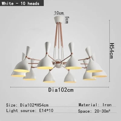 DecorBites™ Nordic LED Multiple Head Chandelier - Black/White Iron Art - Living Room/Bedroom/Kitchen/Hotel