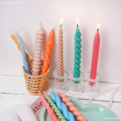 DIY Open and Close Long Silicone Mold Spiral Twist Shape Candle Resin Plaster Mould Church Candle Making Molds Wedding Decor